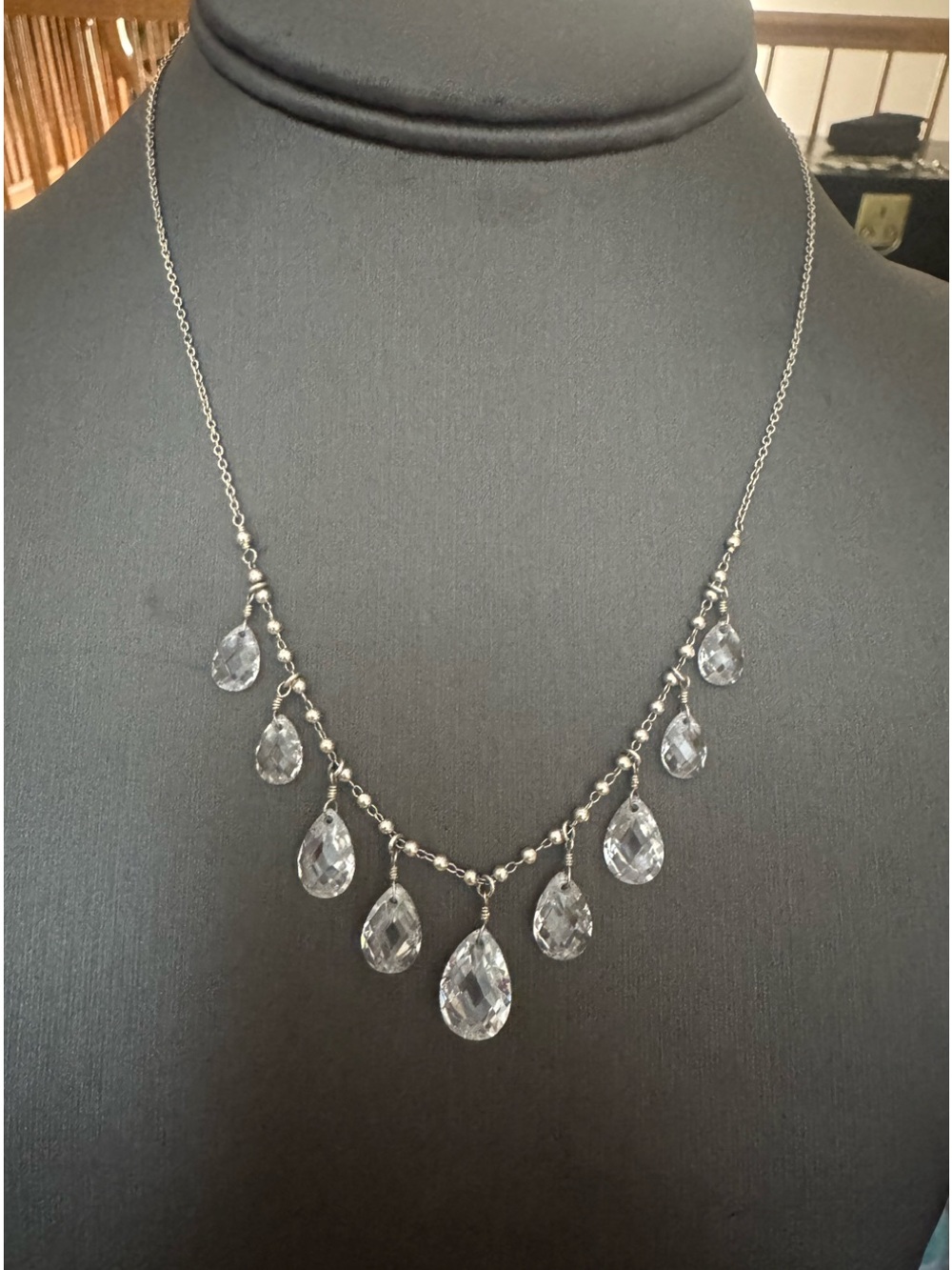 New MWS Sterling Silver Crystal Necklace